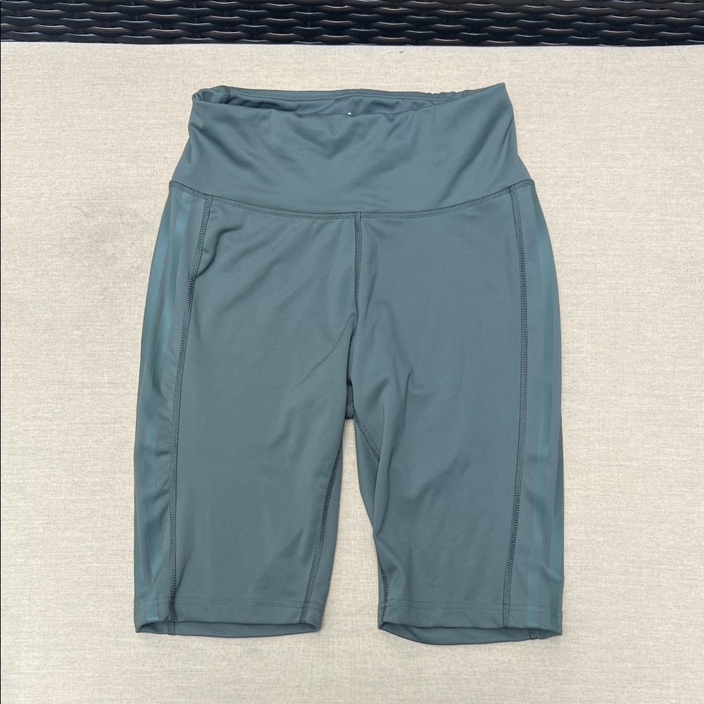 adidas Women's Dark Gray and Green Bike Shorts